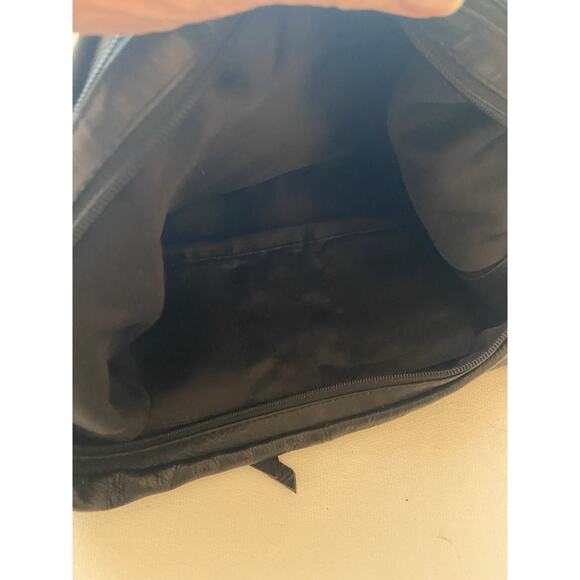 Great American Leather Works Purse Double Top Zip Black SHOULDER Silver Stud - Picture 9 of 10